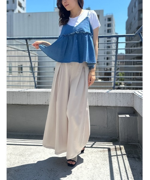 fifth(フィフス)の「【2点セット】Tシャツ×デニムペプラムビスチェ(Tシャツ/カットソー・レディース・ブルー/ネイビー・M)」の6枚目の写真