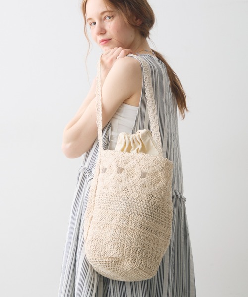 Crisp(クリスプ)の「crochet shoulder bucket bag / クロシェショルダーバケットバッグ(ショルダーバッグ・レディース・ナチュラル・FREE)」の1枚目の写真