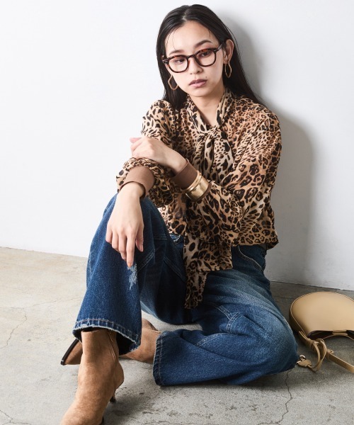 CHIC STYLE(シックスタイル)の「レオパードプリントリボンタイブラウス<大きいサイズ有>シックスタイル(シャツ/ブラウス・レディース・レオパード・M/LL/L/5L/4L/3L)」の3枚目の写真
