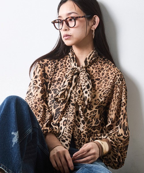 CHIC STYLE(シックスタイル)の「レオパードプリントリボンタイブラウス<大きいサイズ有>シックスタイル(シャツ/ブラウス・レディース・レオパード・M/LL/L/5L/4L/3L)」の7枚目の写真