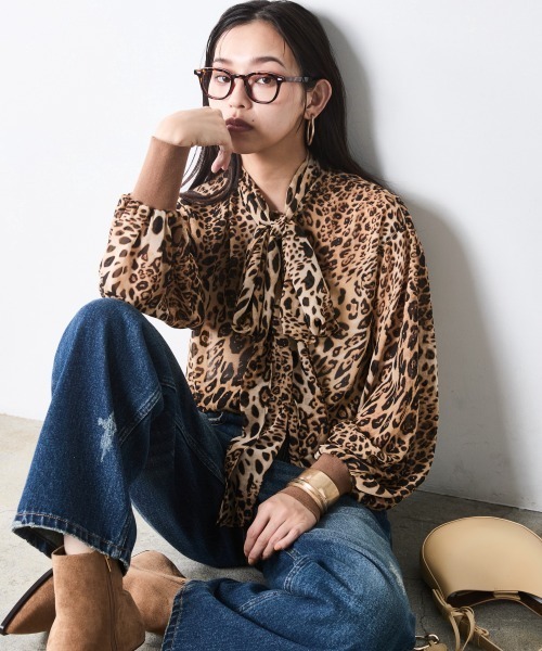 CHIC STYLE(シックスタイル)の「レオパードプリントリボンタイブラウス<大きいサイズ有>シックスタイル(シャツ/ブラウス・レディース・レオパード・M/LL/L/5L/4L/3L)」の9枚目の写真