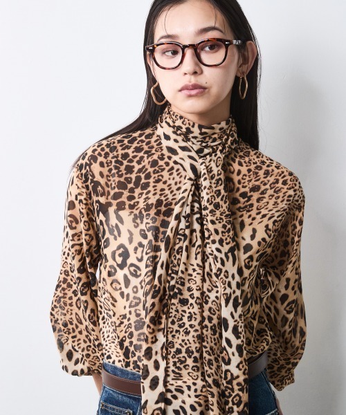 CHIC STYLE(シックスタイル)の「レオパードプリントリボンタイブラウス<大きいサイズ有>シックスタイル(シャツ/ブラウス・レディース・レオパード・M/LL/L/5L/4L/3L)」の10枚目の写真