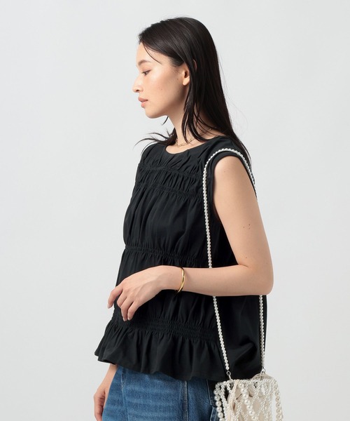 BAYFLOW(ベイフロー)の「フロントシャーリングノースリーブ(Tシャツ/カットソー・レディース・ブラウン/オフホワイト/ブラック・FREE)」の19枚目の写真