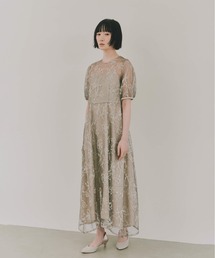 kaene | ラインフラワーランダムヘムドレス【結婚式 二次会 同窓会 成人式 パーティードレス】(ドレス)