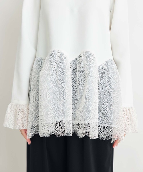 PICCIN PERLA(ピッチンペルラ)の「レースペプラムブラウス(シャツ/ブラウス・レディース・オフホワイト/ブラック・M)」の15枚目の写真