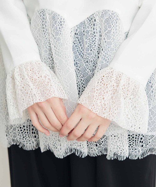 PICCIN PERLA(ピッチンペルラ)の「レースペプラムブラウス(シャツ/ブラウス・レディース・オフホワイト/ブラック・M)」の16枚目の写真