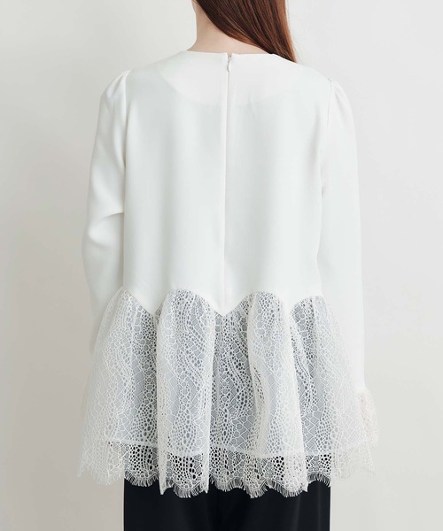 PICCIN PERLA(ピッチンペルラ)の「レースペプラムブラウス(シャツ/ブラウス・レディース・オフホワイト/ブラック・M)」の4枚目の写真