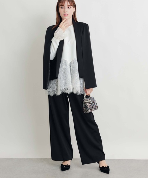 PICCIN PERLA(ピッチンペルラ)の「レースペプラムブラウス(シャツ/ブラウス・レディース・オフホワイト/ブラック・M)」の6枚目の写真