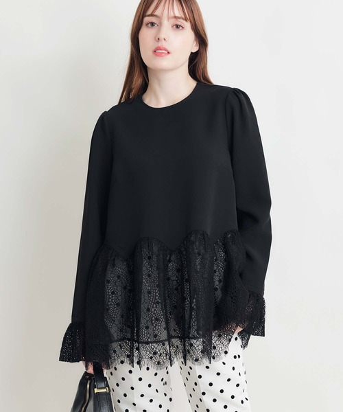 PICCIN PERLA(ピッチンペルラ)の「レースペプラムブラウス(シャツ/ブラウス・レディース・オフホワイト/ブラック・M)」の8枚目の写真