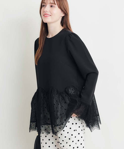 PICCIN PERLA(ピッチンペルラ)の「レースペプラムブラウス(シャツ/ブラウス・レディース・オフホワイト/ブラック・M)」の9枚目の写真