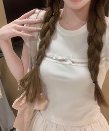 メッシュラインリボンコンパクトTシャツ