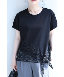 結ぶレース裾Tシャツトップス