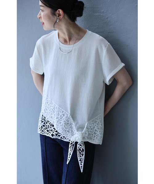 cawaii（カワイイ）の「結ぶレース裾Tシャツトップス（Tシャツ/カットソー・レディース・ブラック/ホワイト・FREE）」の16枚目の写真