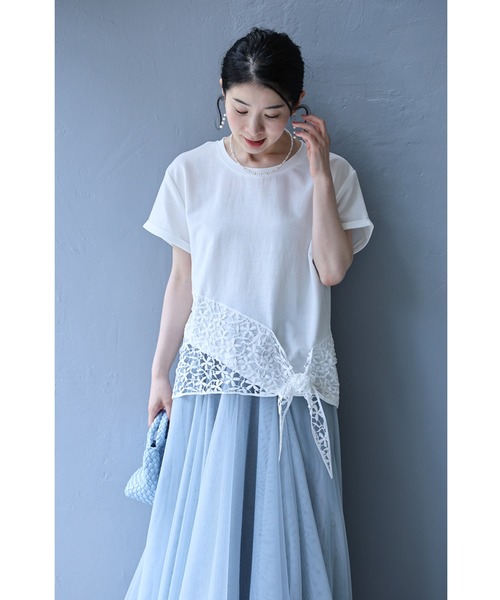 cawaii（カワイイ）の「結ぶレース裾Tシャツトップス（Tシャツ/カットソー・レディース・ブラック/ホワイト・FREE）」の18枚目の写真