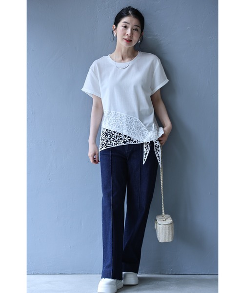 cawaii（カワイイ）の「結ぶレース裾Tシャツトップス（Tシャツ/カットソー・レディース・ブラック/ホワイト・FREE）」の10枚目の写真