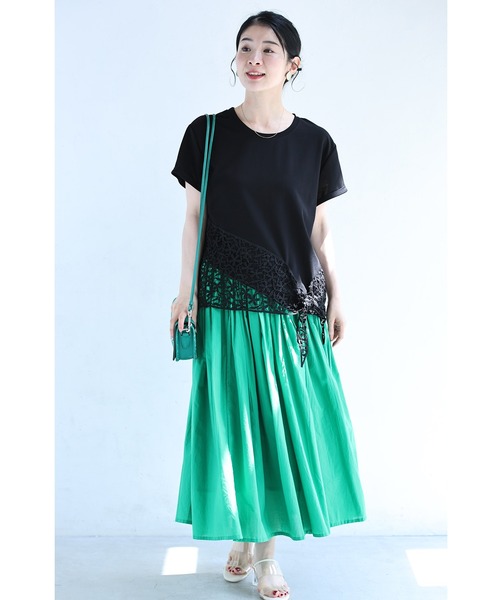 cawaii（カワイイ）の「結ぶレース裾Tシャツトップス（Tシャツ/カットソー・レディース・ブラック/ホワイト・FREE）」の7枚目の写真