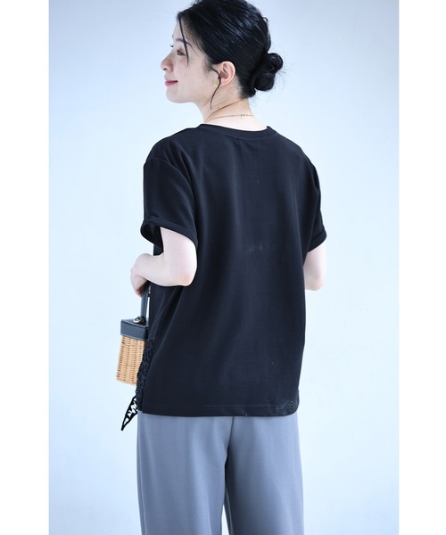 cawaii（カワイイ）の「結ぶレース裾Tシャツトップス（Tシャツ/カットソー・レディース・ブラック/ホワイト・FREE）」の8枚目の写真