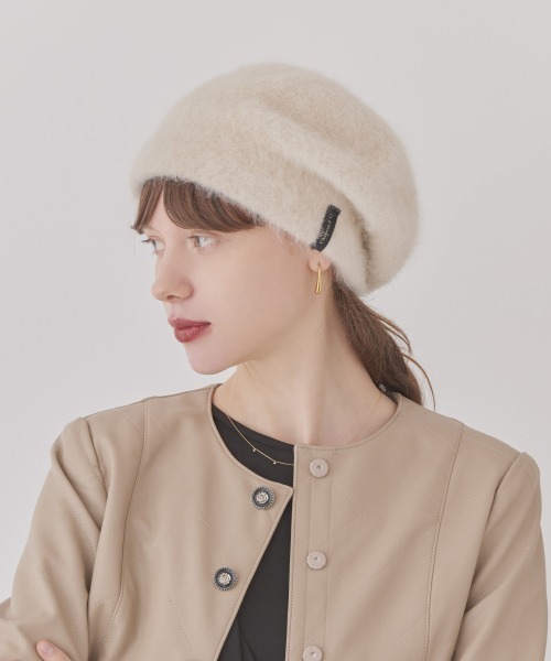 Chapeau d' O(シャポードオー)の「Chapeau d' O AG Beret Beanie / シャポードオー(ハンチング/ベレー帽・レディース・ブラウン/ブラック/グレー/レオパード/ピンク/ライトベージュ・FREE)」の4枚目の写真
