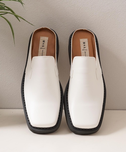 1111clothing(ワンフォークロージング)の「ボリュームアップ スクエアミュールサンダル / Volume Up Square Mule Sandals(サンダル・メンズ・ホワイト/ブラック・26cm/27cm/28cm)」の4枚目の写真