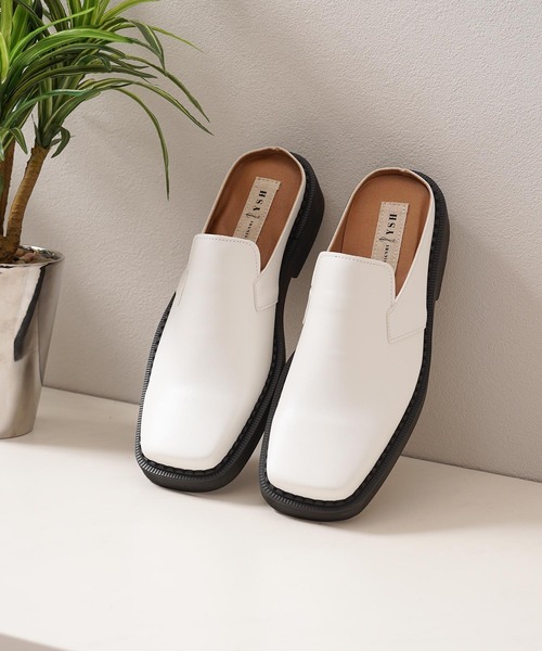 1111clothing(ワンフォークロージング)の「ボリュームアップ スクエアミュールサンダル / Volume Up Square Mule Sandals(サンダル・メンズ・ホワイト/ブラック・26cm/27cm/28cm)」の5枚目の写真