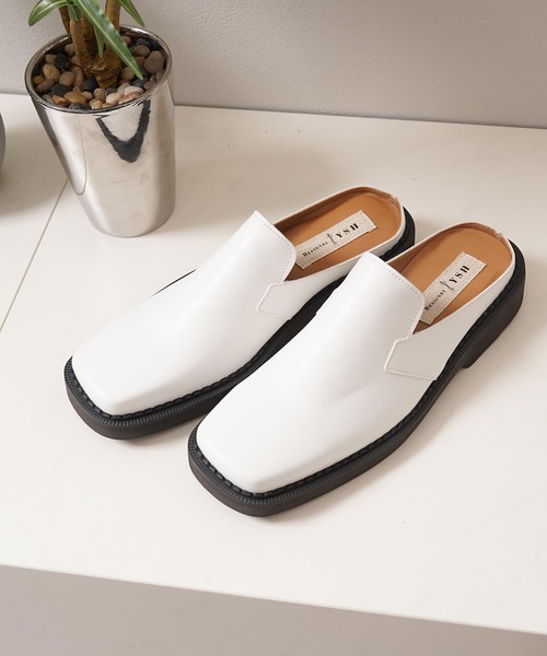 1111clothing(ワンフォークロージング)の「ボリュームアップ スクエアミュールサンダル / Volume Up Square Mule Sandals(サンダル・メンズ・ホワイト/ブラック・26cm/27cm/28cm)」の6枚目の写真