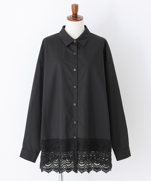 n'OrLABEL(ノアールレーベル)の「裾レースデザインシャツ(シャツ/ブラウス・レディース・オフホワイト/ブラック・1/2)」の12枚目の写真