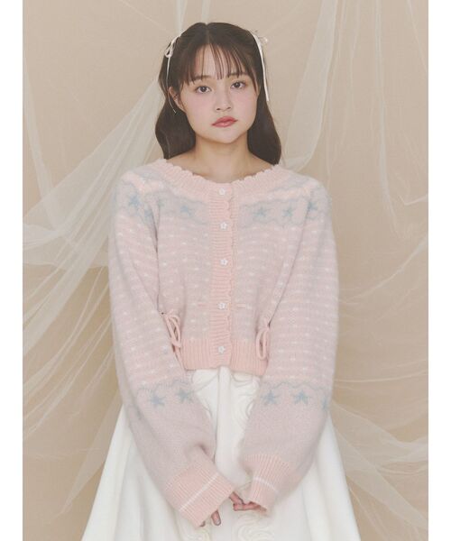 merry jenny（メリージェニー）の「おほしさまニットカーディガン（カーディガン/ボレロ・レディース・ミント/ネイビー/アイボリー/ピンク・FREE）」の4枚目の写真