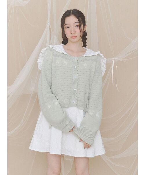 merry jenny（メリージェニー）の「おほしさまニットカーディガン（カーディガン/ボレロ・レディース・ミント/ネイビー/アイボリー/ピンク・FREE）」の7枚目の写真