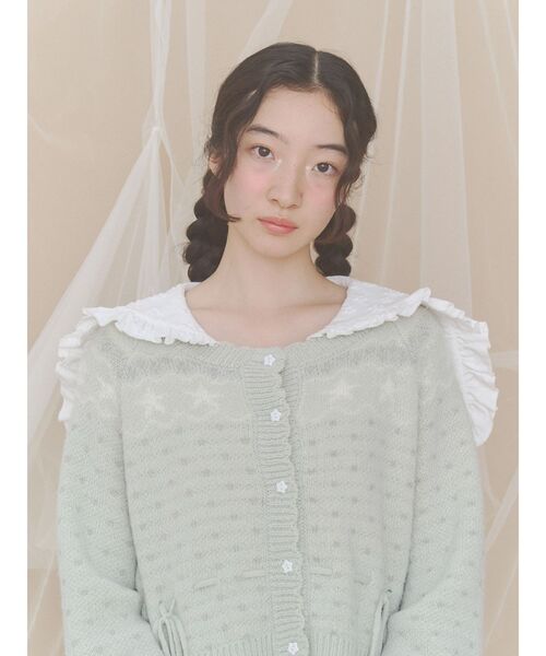 merry jenny（メリージェニー）の「おほしさまニットカーディガン（カーディガン/ボレロ・レディース・ミント/ネイビー/アイボリー/ピンク・FREE）」の8枚目の写真