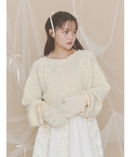 merry jenny（メリージェニー）の「おほしさまニットカーディガン（カーディガン/ボレロ・レディース・ミント/ネイビー/アイボリー/ピンク・FREE）」の2枚目の写真
