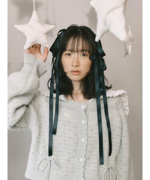 merry jenny（メリージェニー）の「おほしさまニットカーディガン（カーディガン/ボレロ・レディース・ミント/ネイビー/アイボリー/ピンク・FREE）」の3枚目の写真