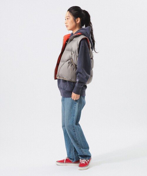 BEAMS BOY(ビームスボーイ)の「リバーシブル ダウン べスト(ダウンベスト・レディース・ベージュ/ブルー/パープル・1/2)」の5枚目の写真