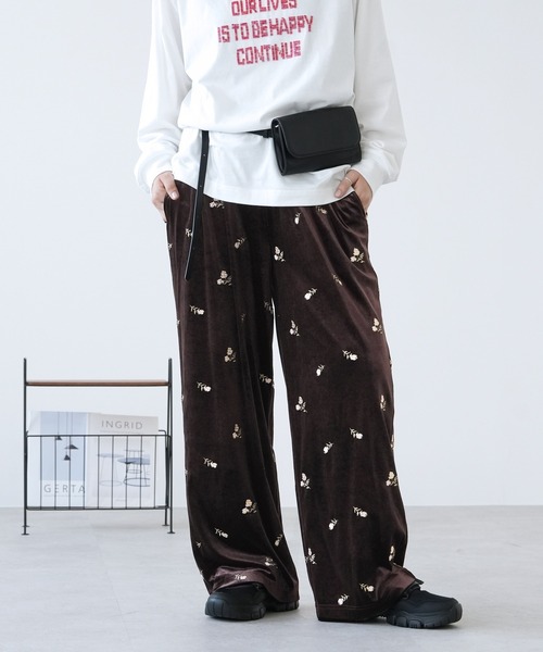 reca(レカ)の「小花柄刺繍ベロアパンツ(その他パンツ・レディース・ブラウン・FREE)」の9枚目の写真