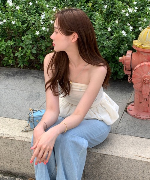 Girly Doll(ガーリードール)の「ペプラムギャザーチューブトップ(チューブトップ・レディース・チェック/ブラック/ホワイト・FREE)」の14枚目の写真