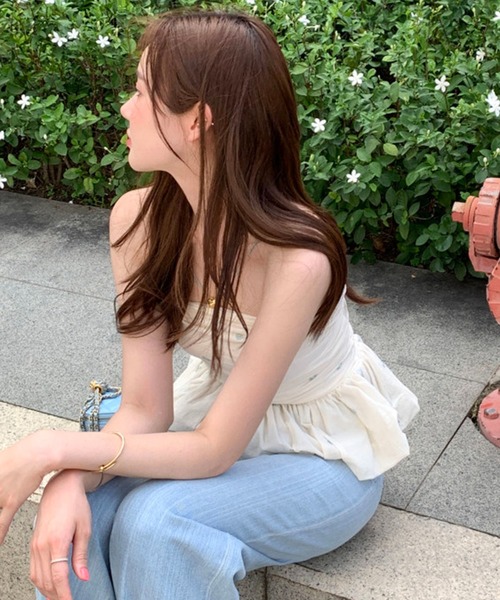 Girly Doll(ガーリードール)の「ペプラムギャザーチューブトップ(チューブトップ・レディース・チェック/ブラック/ホワイト・FREE)」の15枚目の写真