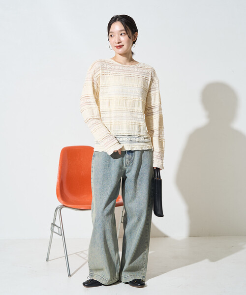 FREAK'S STORE(フリークスストア)の「限定展開 フラワー フリル ボーダー レース トップス(Tシャツ/カットソー・レディース・ブラック/オフホワイト・フリ-)」の17枚目の写真