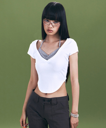 Zeline Layered Short Sleeve Top (White)
