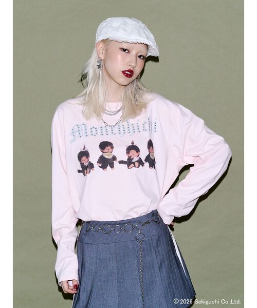 jouetie(ジュエティ)の「【monchhichi×jouetie】スタッズフォトルーズロンT(Tシャツ/カットソー・レディース・ピンク/アイボリー/ブラック・FREE)」の4枚目の写真