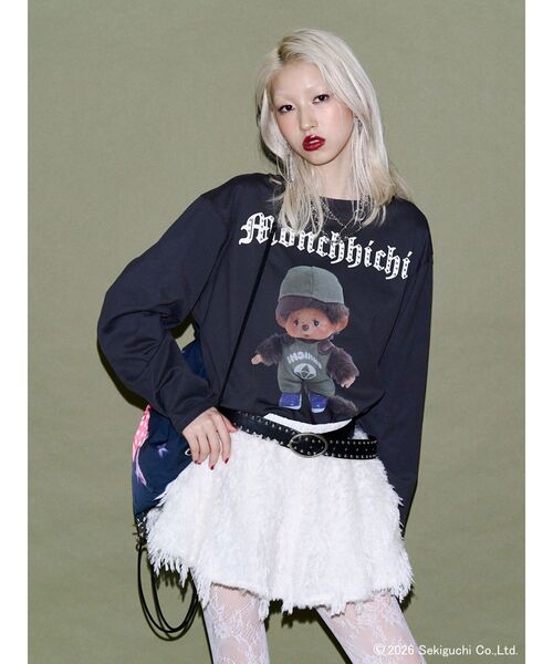 jouetie(ジュエティ)の「【monchhichi×jouetie】スタッズフォトルーズロンT(Tシャツ/カットソー・レディース・ピンク/アイボリー/ブラック・FREE)」の7枚目の写真