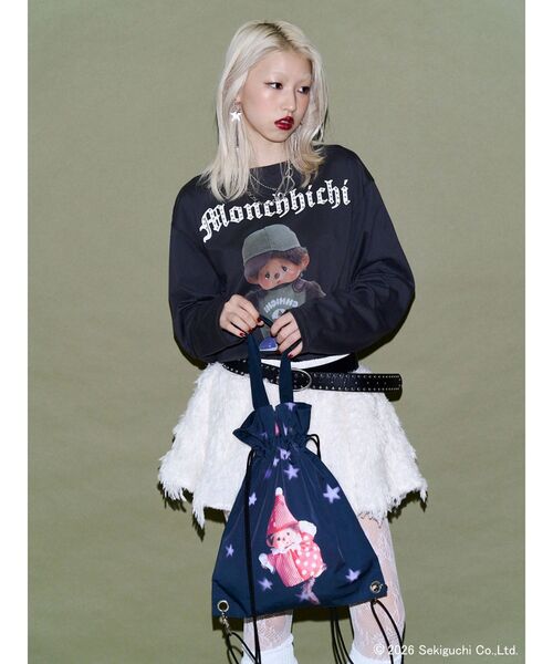 jouetie(ジュエティ)の「【monchhichi×jouetie】スタッズフォトルーズロンT(Tシャツ/カットソー・レディース・ピンク/アイボリー/ブラック・FREE)」の8枚目の写真
