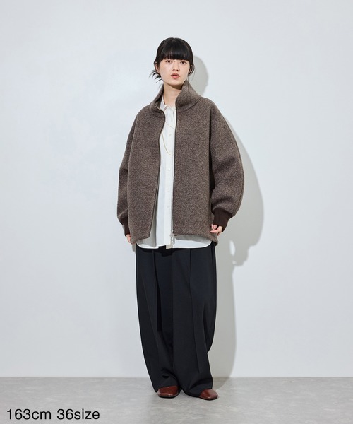 ADAM ET ROPE'(アダムエロペ)の「【定番】ヘリンボンツイードボンディングコーディガン(その他アウター・レディース・ベージュ系その他/ブラウン系その他2/ダークブラウン・38/36)」の4枚目の写真