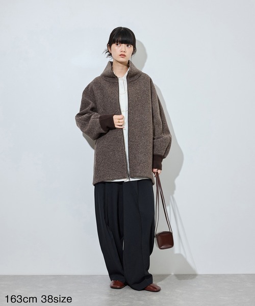 ADAM ET ROPE'(アダムエロペ)の「【定番】ヘリンボンツイードボンディングコーディガン(その他アウター・レディース・ベージュ系その他/ブラウン系その他2/ダークブラウン・38/36)」の5枚目の写真