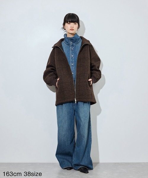 ADAM ET ROPE'(アダムエロペ)の「【定番】ヘリンボンツイードボンディングコーディガン(その他アウター・レディース・ベージュ系その他/ブラウン系その他2/ダークブラウン・38/36)」の7枚目の写真