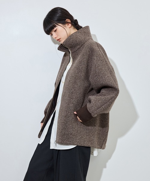 ADAM ET ROPE'(アダムエロペ)の「【定番】ヘリンボンツイードボンディングコーディガン(その他アウター・レディース・ベージュ系その他/ブラウン系その他2/ダークブラウン・38/36)」の8枚目の写真