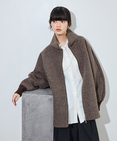 ADAM ET ROPE'(アダムエロペ)の「【定番】ヘリンボンツイードボンディングコーディガン(その他アウター・レディース・ベージュ系その他/ブラウン系その他2/ダークブラウン・38/36)」の9枚目の写真