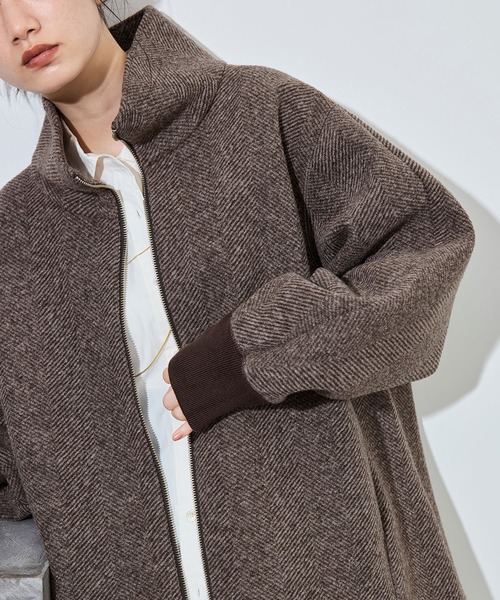ADAM ET ROPE'(アダムエロペ)の「【定番】ヘリンボンツイードボンディングコーディガン(その他アウター・レディース・ベージュ系その他/ブラウン系その他2/ダークブラウン・38/36)」の10枚目の写真