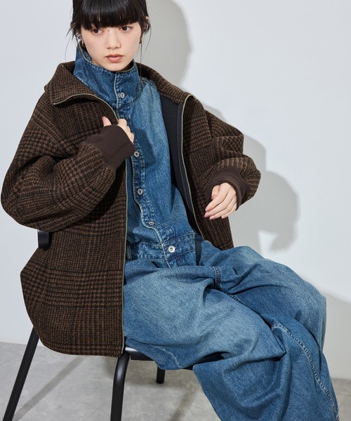 ADAM ET ROPE'(アダムエロペ)の「【定番】ヘリンボンツイードボンディングコーディガン(その他アウター・レディース・ベージュ系その他/ブラウン系その他2/ダークブラウン・38/36)」の17枚目の写真
