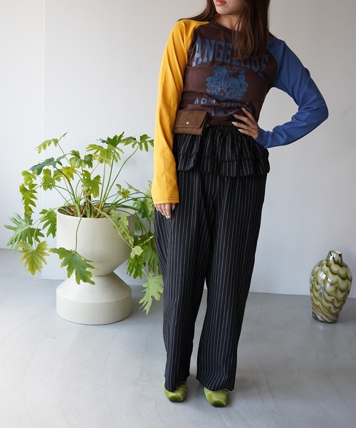 SANSeLF(サンセルフ)の「【SANSeLF】ティアードフリルストライプパンツ saw26a015(その他パンツ・レディース・グレー/ブラック・FREE)」の13枚目の写真