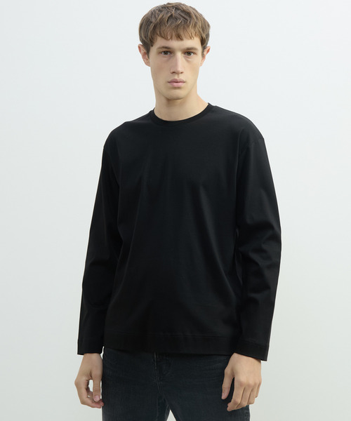 MEN'S MELROSE(メンズメルローズ)の「マーセライズドスムースロンT(Tシャツ/カットソー・メンズ・ホワイト/ブラック/ホワイト×ブラック・2/4/3)」の3枚目の写真