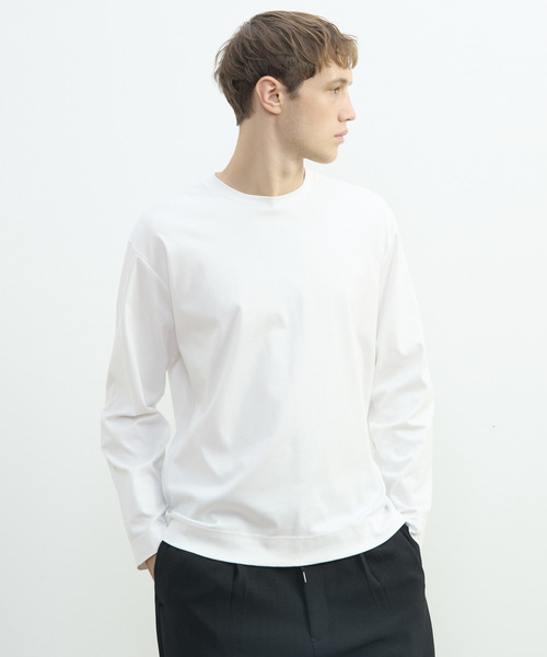 MEN'S MELROSE(メンズメルローズ)の「マーセライズドスムースロンT(Tシャツ/カットソー・メンズ・ホワイト/ブラック/ホワイト×ブラック・2/4/3)」の22枚目の写真